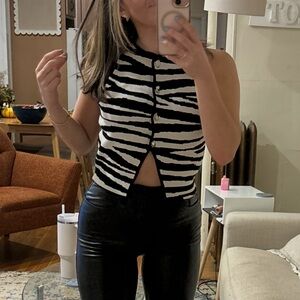 Zara Zebra Knit Crop Tank